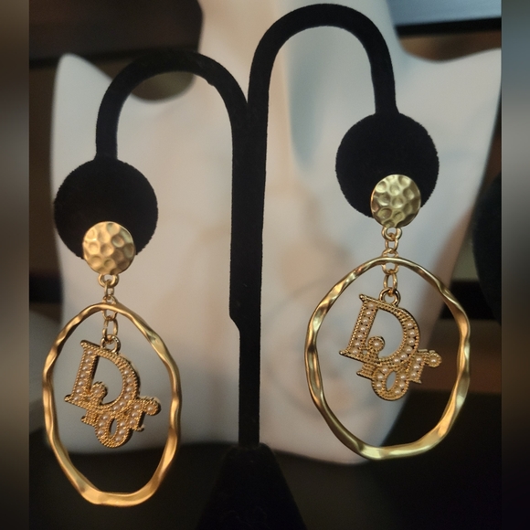DIOR Gold Zip Pulls Restyled Earings, Custom Made,New - Picture 3 of 3